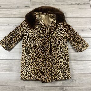 Vintage 1960 Original Walter  Girmes Moltofur Laminated Faux Fur Jacket Leopard